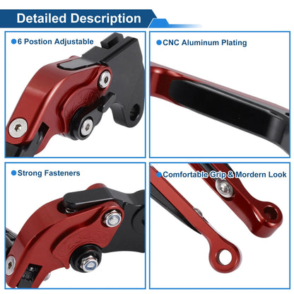 Adjustable Brake Clutch Levers for Yamaha MT125 (2014–2021) Red Black
