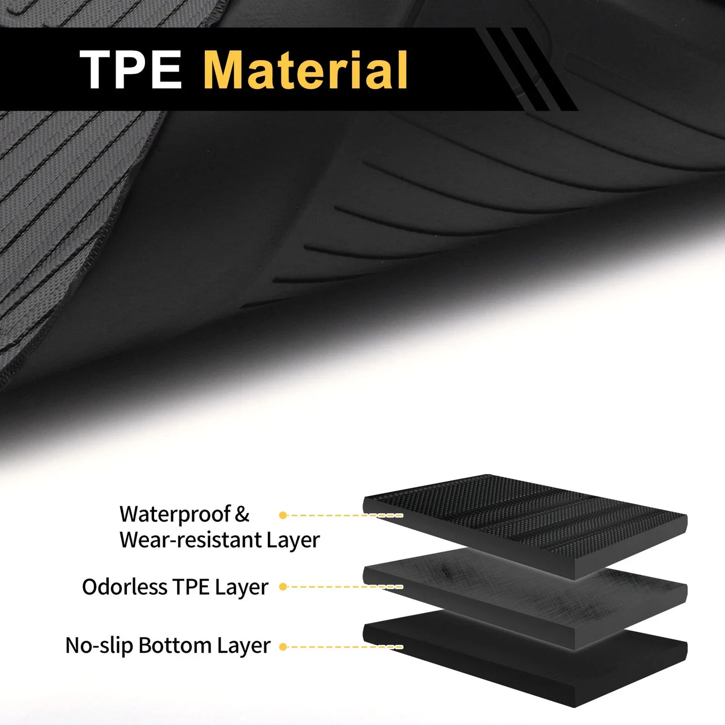Cargo Liner Rear Trunk Mat for Dodge Challenger 2016-2024, Stripe Pattern TPE