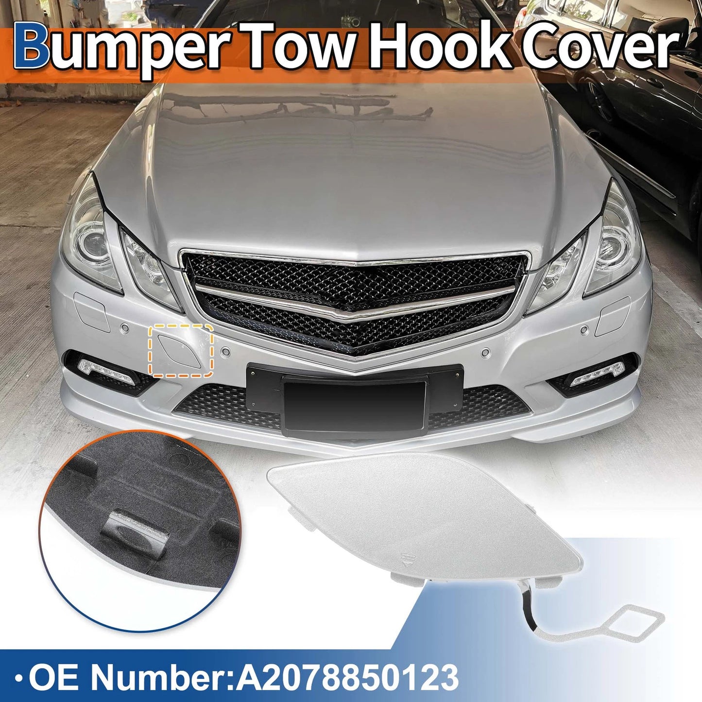 Tow Hook Cover for Mercedes-Benz A2078850123 (2012–2015) Silver Tone