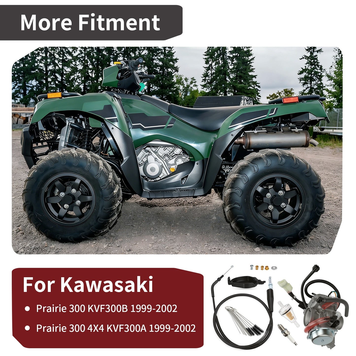 Carburetor with Throttle Cable for Kawasaki Prairie 300 (1999–2002)