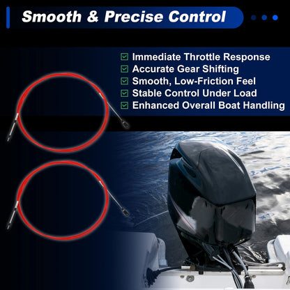2 pcs Throttle Shift Control Cable for Yamaha Boat (18 ft)