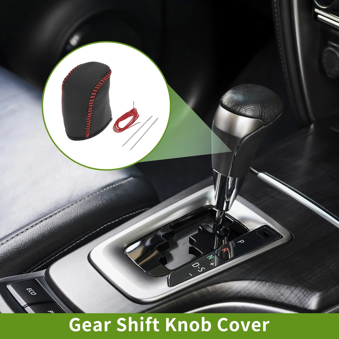 Car Gear Shift Knob Cover for Dodge Journey 2011-2020 Red Faux Leather