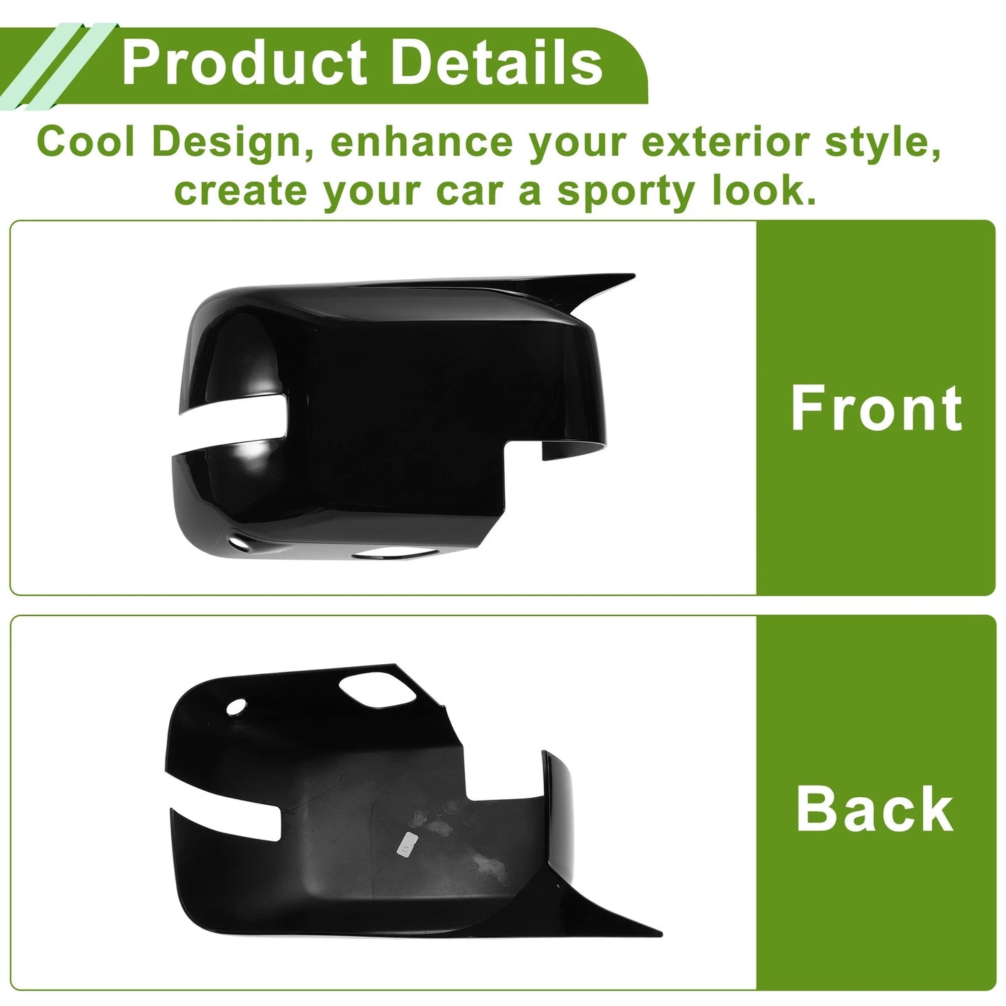 Pair of Mirror Cover Caps for Ford Bronco (2021–2023) - Gloss Black