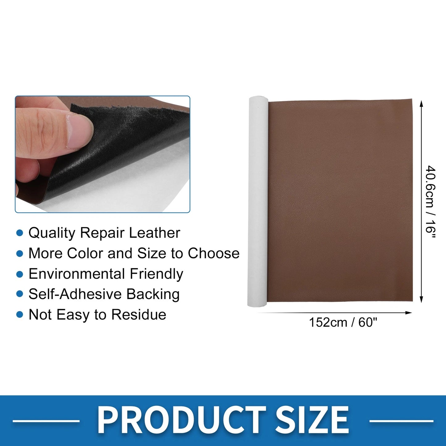 60"x16" Self Adhesive Leather Repair Patch for Car Seat Sofa (Light Brown)