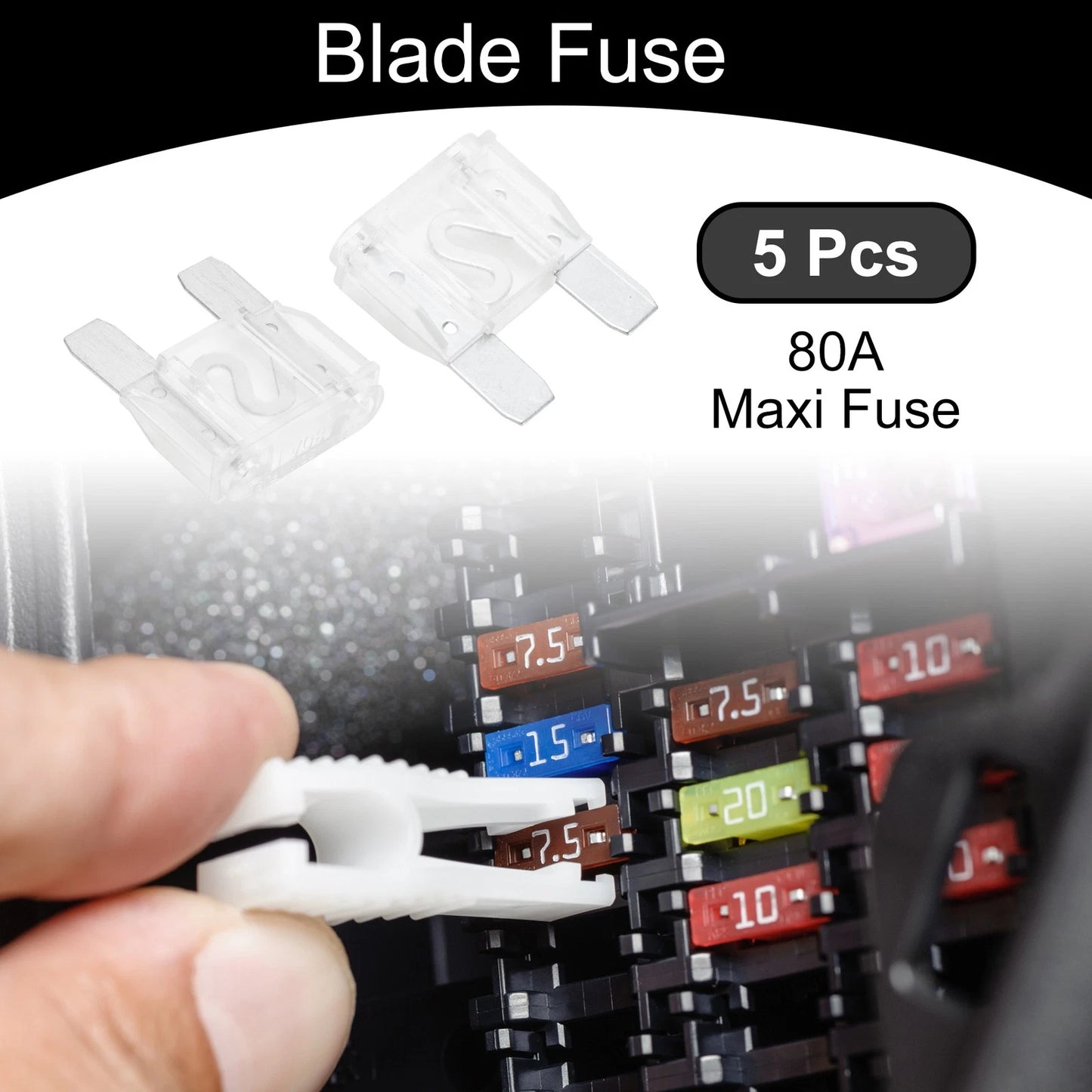 Set of 5 Maxi Fuse 80A Blade Fuses for Car Boat Truck RV Motorcycle