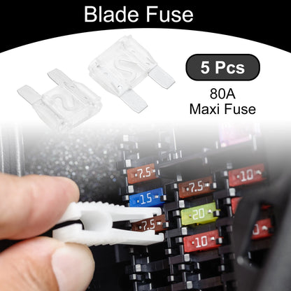 Set of 5 Maxi Fuse 80A Blade Fuses for Car Boat Truck RV Motorcycle