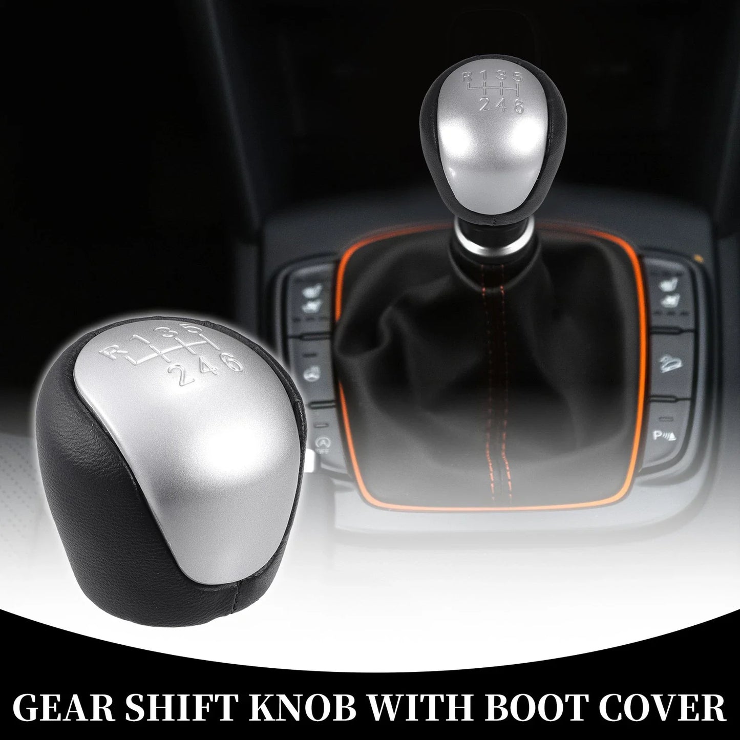 6 Speed Manual Gear Shift Knob for Hyundai IX35 (2009-2015) - Faux Leather Black