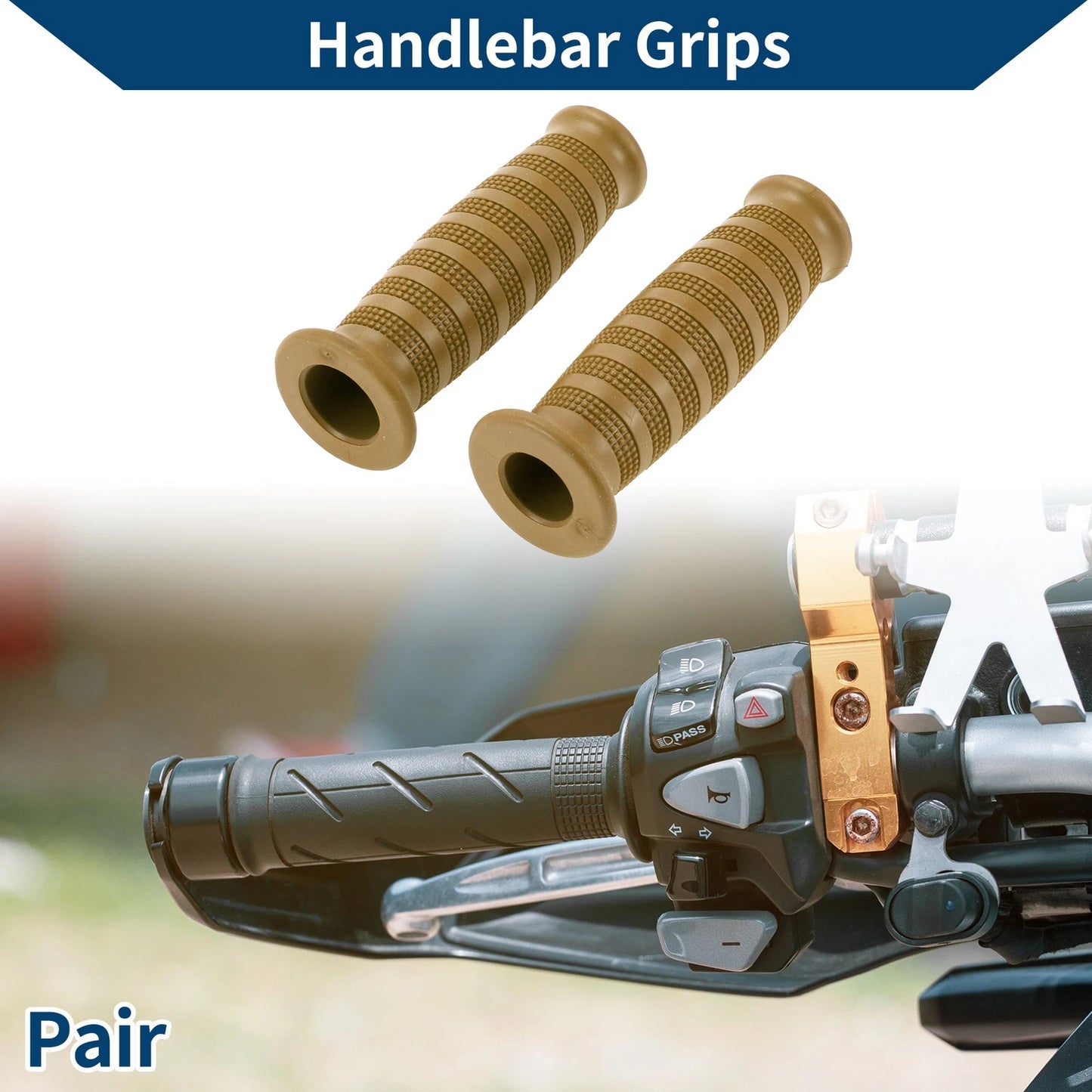 7/8" Rubber Handlebar Grips for Motorcycle (22mm)