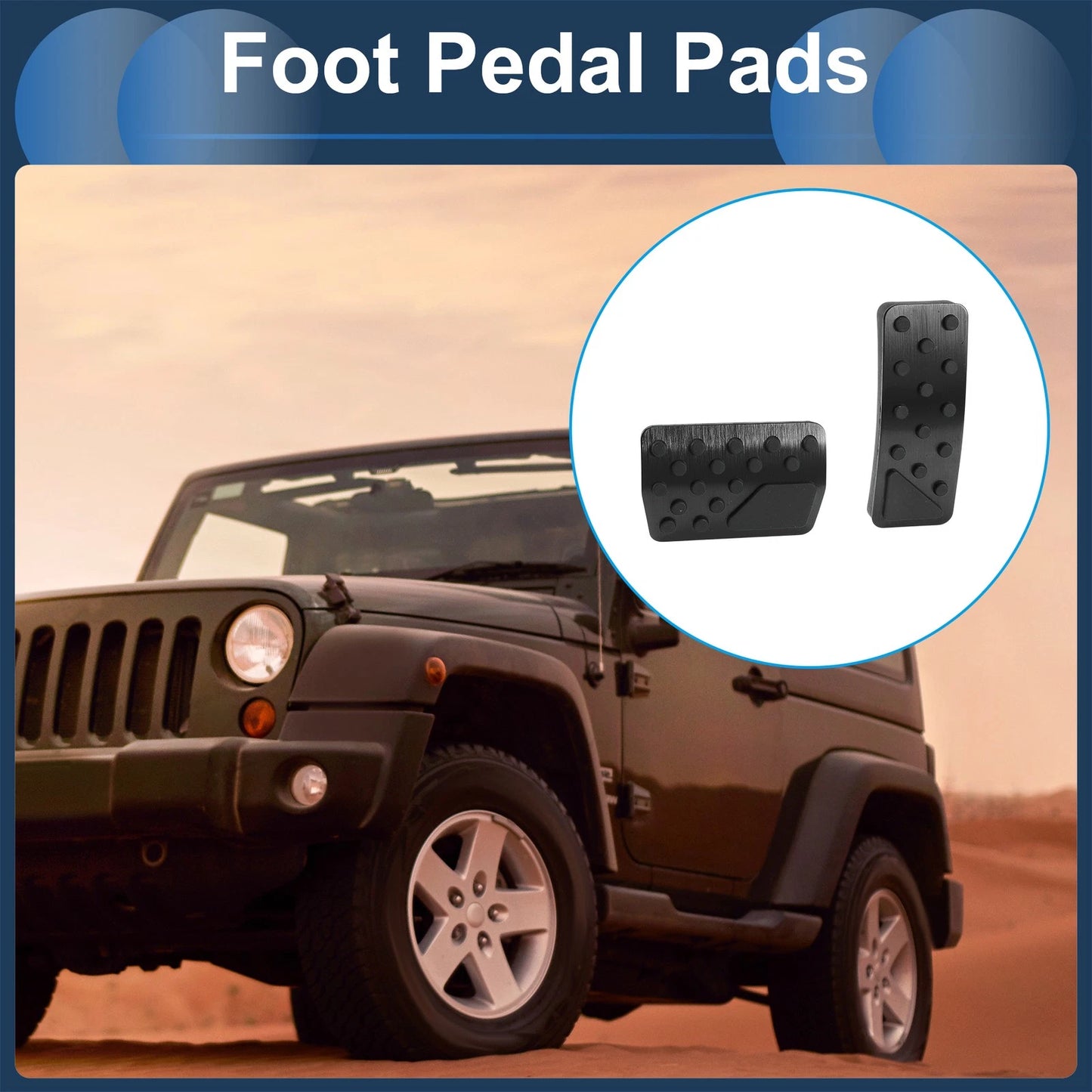 Set of 2 Automatic Foot Accelerator Pedal Covers for Jeep Wrangler (2018–2024) Black