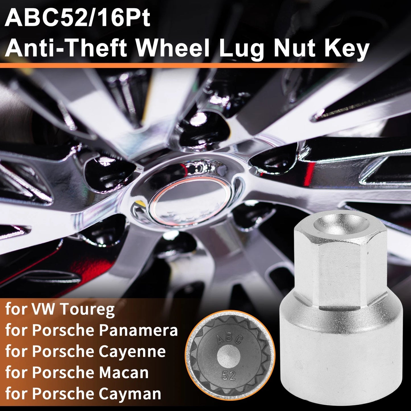 Wheel Lock Lug Nut for VW Touareg (2004–2010) - ABC52/16Pt