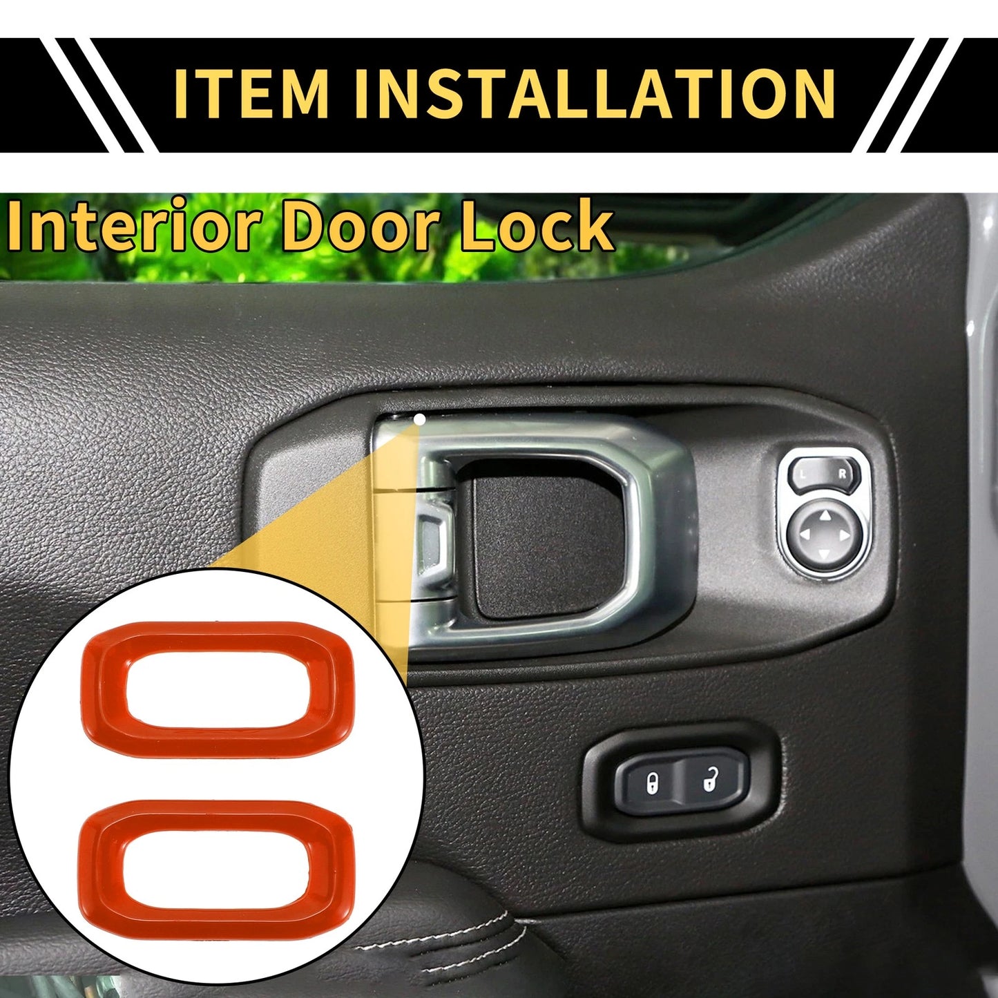 2 Pcs Door Lock Switch Button Trim Cover for Jeep Wrangler JL (2018–2023) Orange