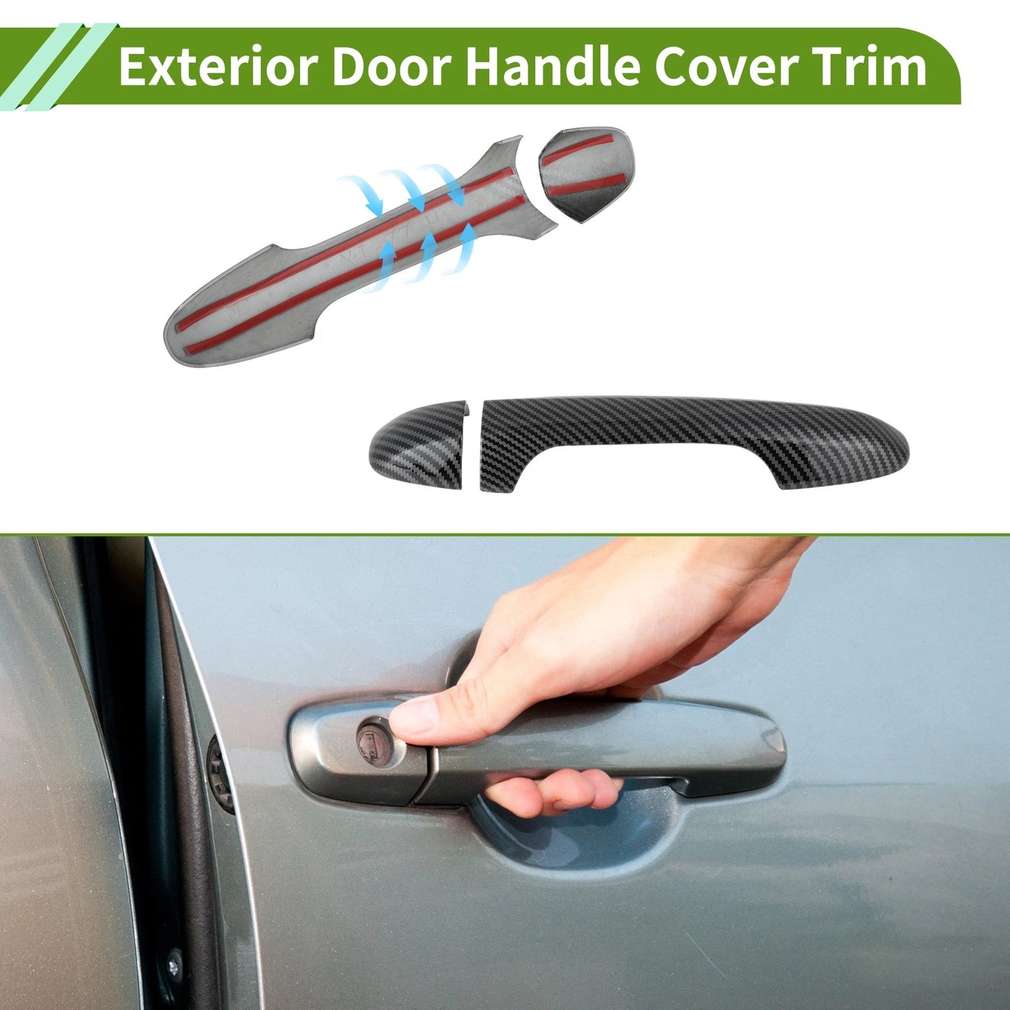 Exterior Door Handle Cover Trim for Toyota Highlander (2015–2019) Carbon Fiber Black