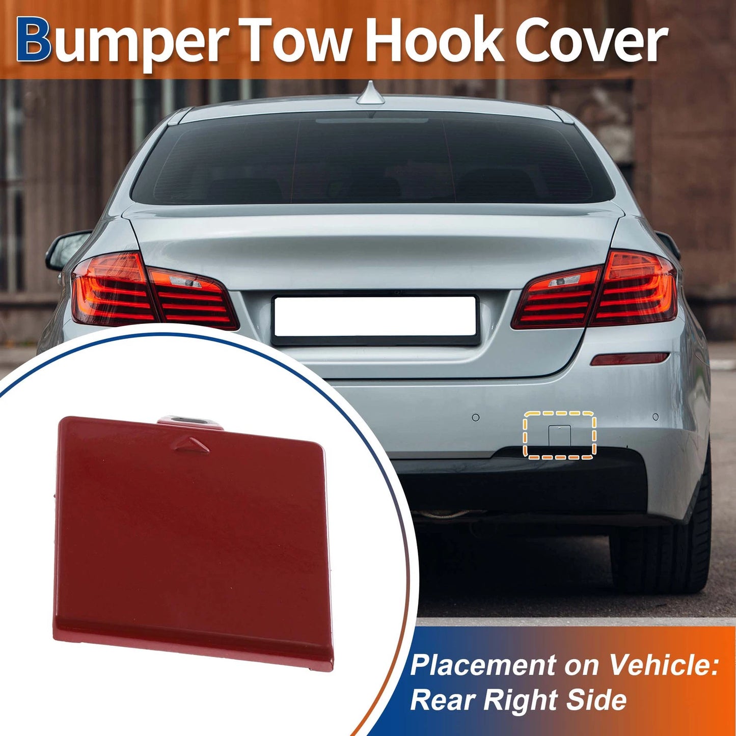 Rear Car Bumper Tow Hook Cover for BMW 5 Series F10 (2011–2017) No. 51128048592 Melbourne Red
