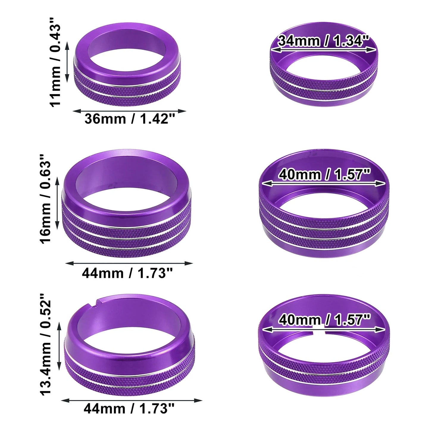 AC Switch Knob Cover Ring Trim for Dodge Ram 1500 (2019-2023) - 4 x Purple