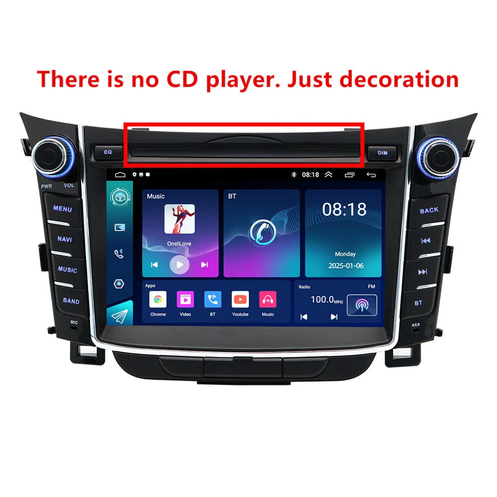 7" Stereo Radio GPS Navi Head Unit for Hyundai I30 Elantra GT (2011-2017)
