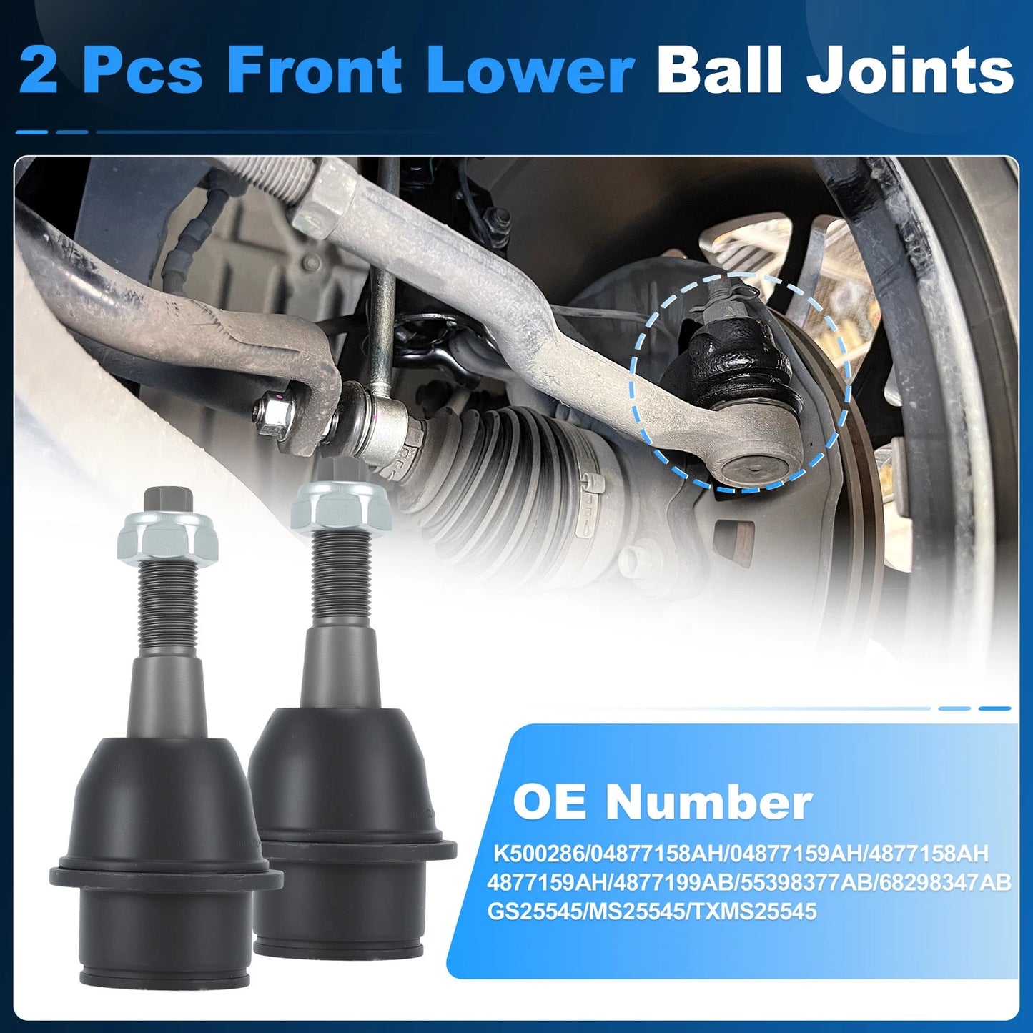 2X Front Lower Ball Joints for Dodge Ram 1500 (2011–2018)