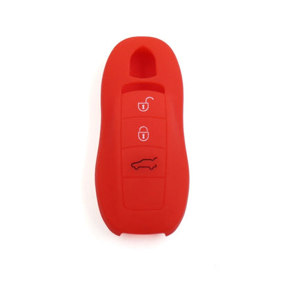 Red Silicone Key Fob Case Cover for Porsche Macan Panamera Cayenne (2014–2023)