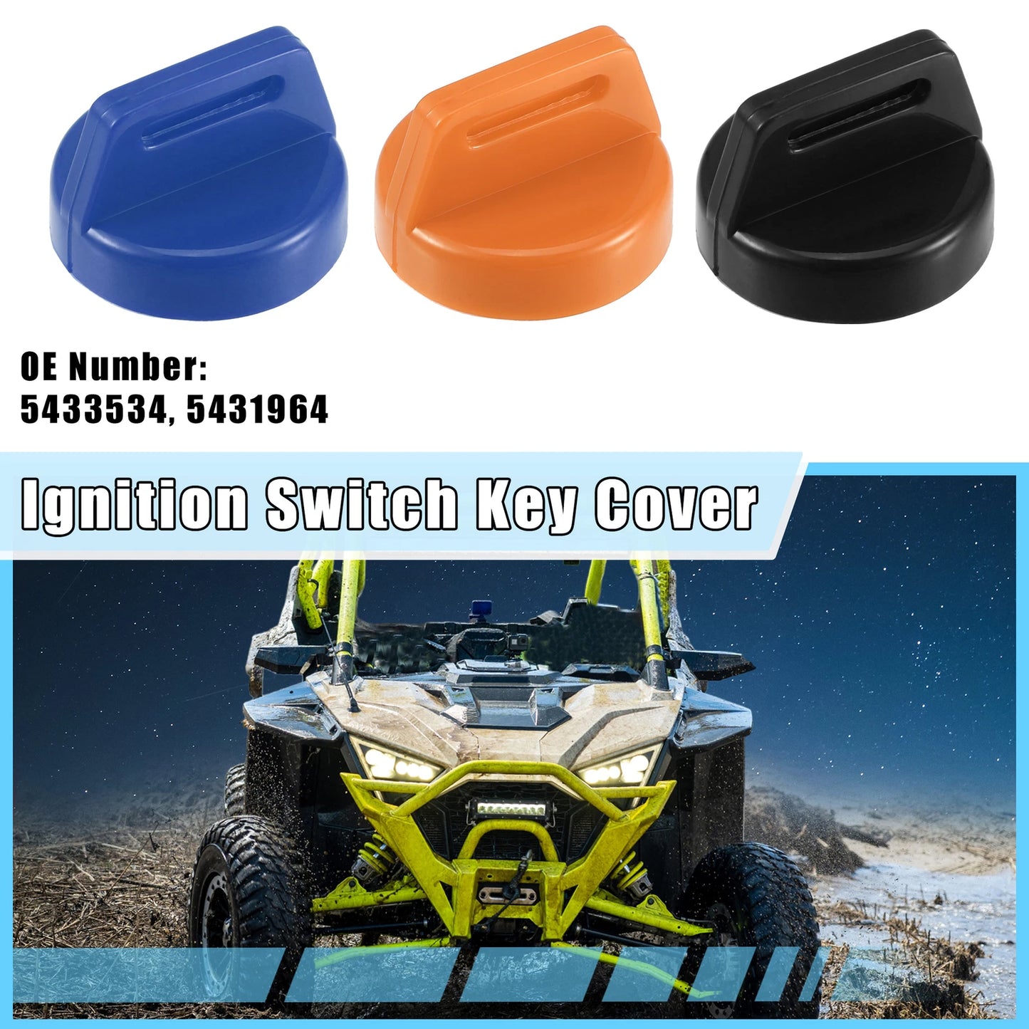 5 Pcs Ignition Switch Key Fob Cover for Polaris  - Orange, Blue, Red, Black, Yellow