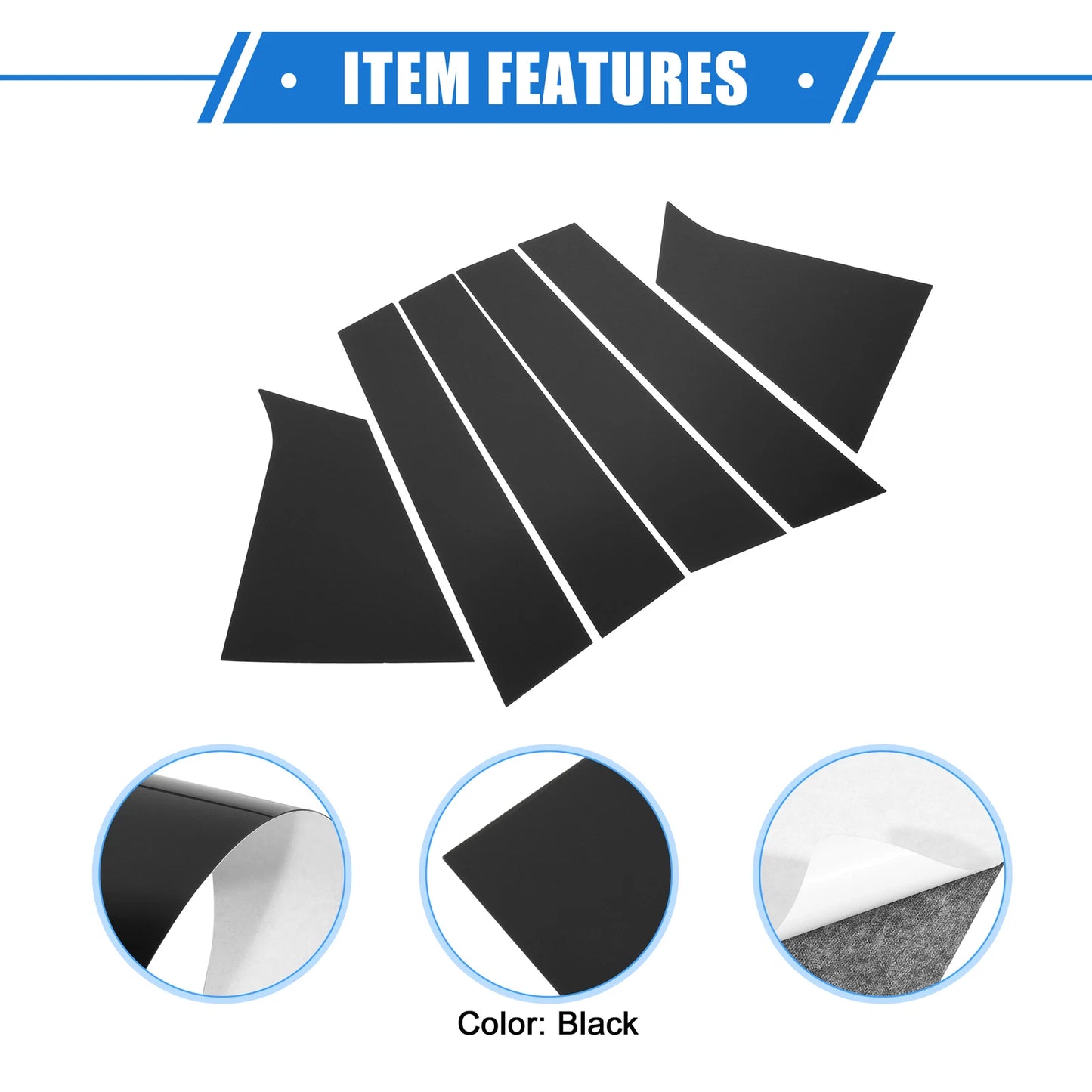 Set of 6 Pillar Posts Door Window Trim Cover for Chevrolet Malibu (2016–2021) Black