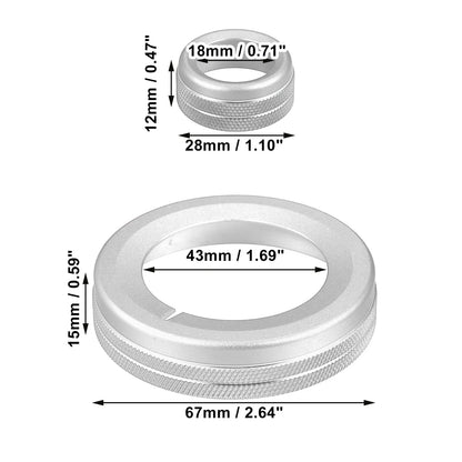 4 x Silver Tone Aluminum Alloy Center Control Ring Knob Covers for Chevrolet