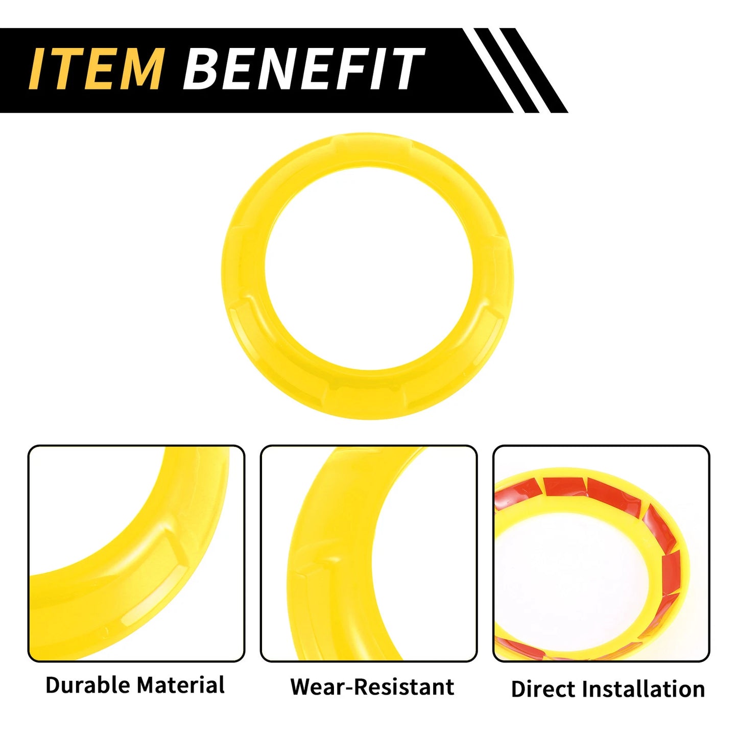 Set of 4 AC Vent Dashboard Decoration Rings for Jeep Wrangler JK JKU (2011–2017) Yellow