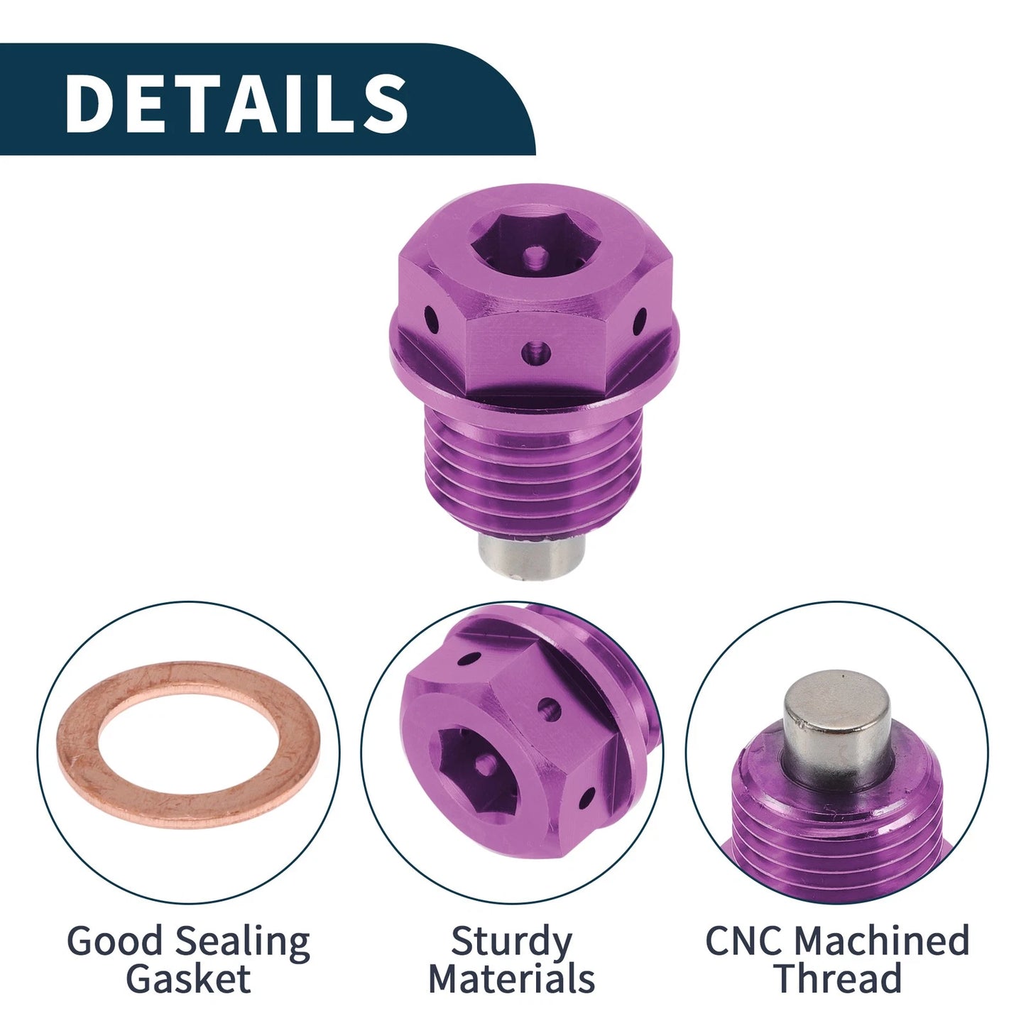 M16x1.5 Magnetic Oil Drain Plug Titanium Alloy for Universal Applications