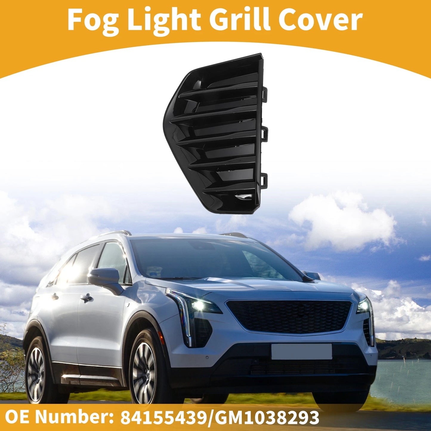 1 Pc Fog Light Grill for Cadillac XT4 (2019–2022) No. 84155439, ABS