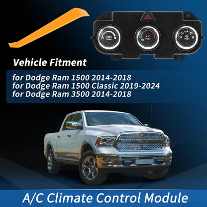 A/C Heater Climate Control Module Panel 68268190AA for Dodge Ram 1500 (2014–2018)