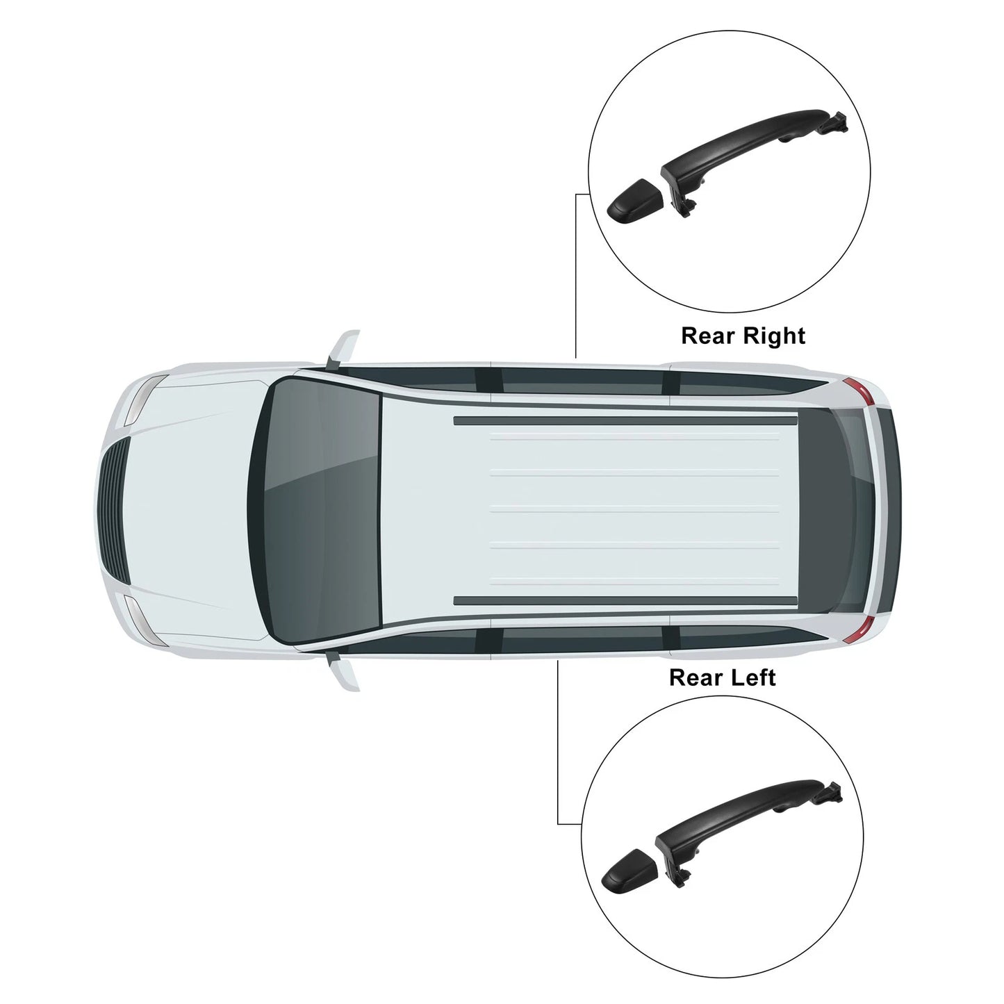 Rear Exterior Door Handle for Toyota Sienna (2004–2010) Black