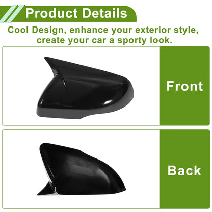 Pair of Left Right Side Mirror Cover Caps for Ford Edge (2015–2023) Gloss Black