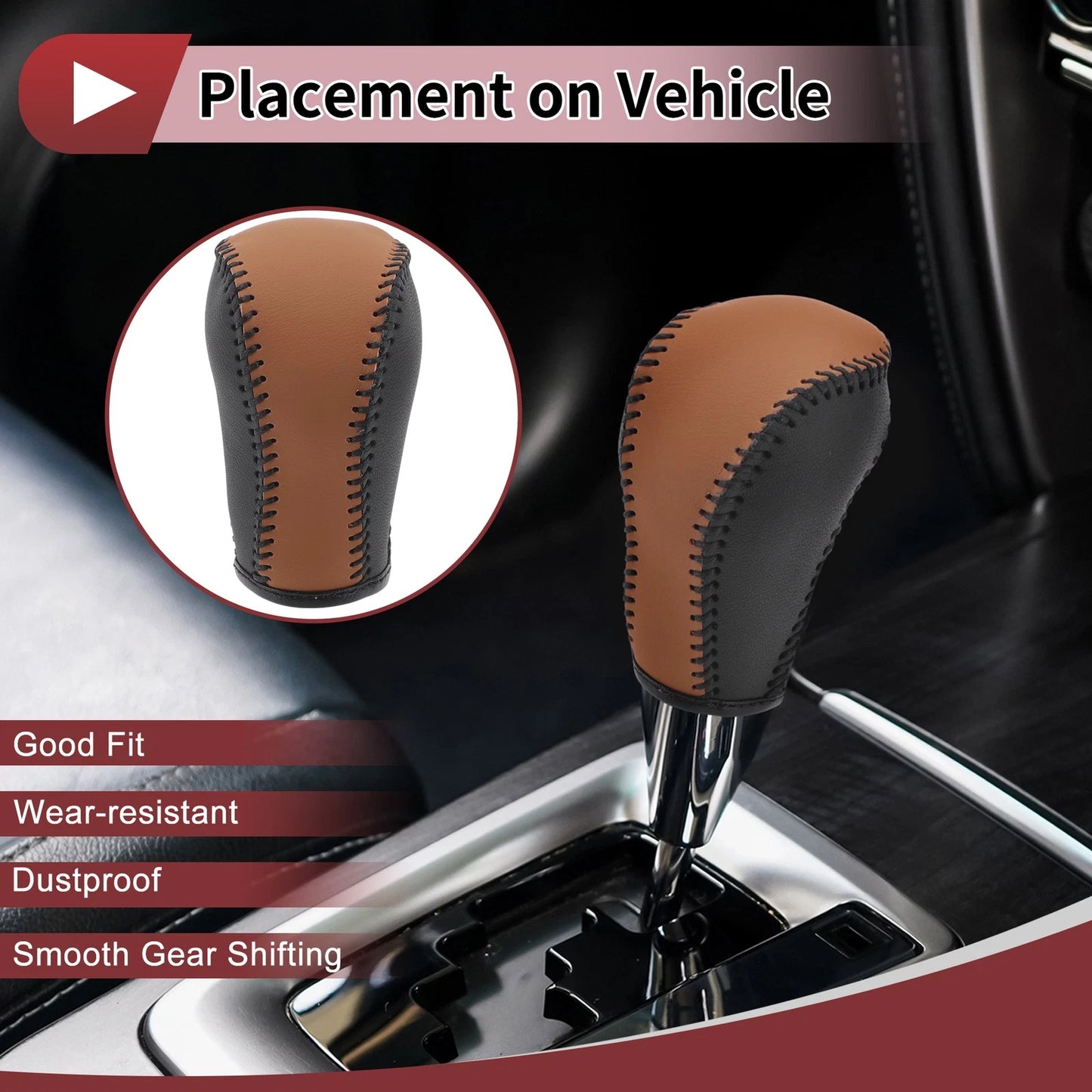 1 Pc Gear Shift Knob Cover for Mazda CX-5 (2013–2014) Brown Faux Leather