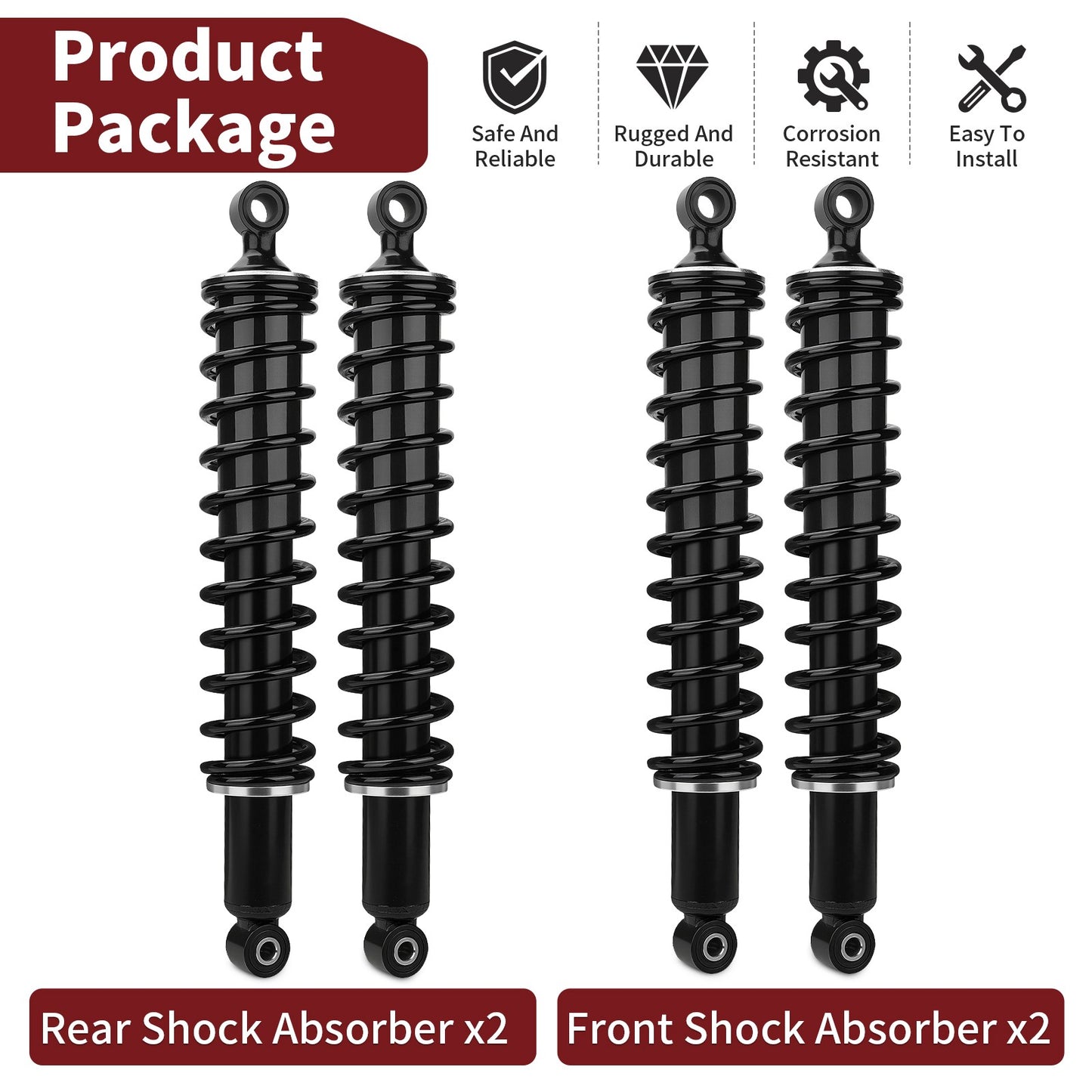 Set of 2 Front Rear Shock Absorbers for Honda Foreman 500 (2005–2011)