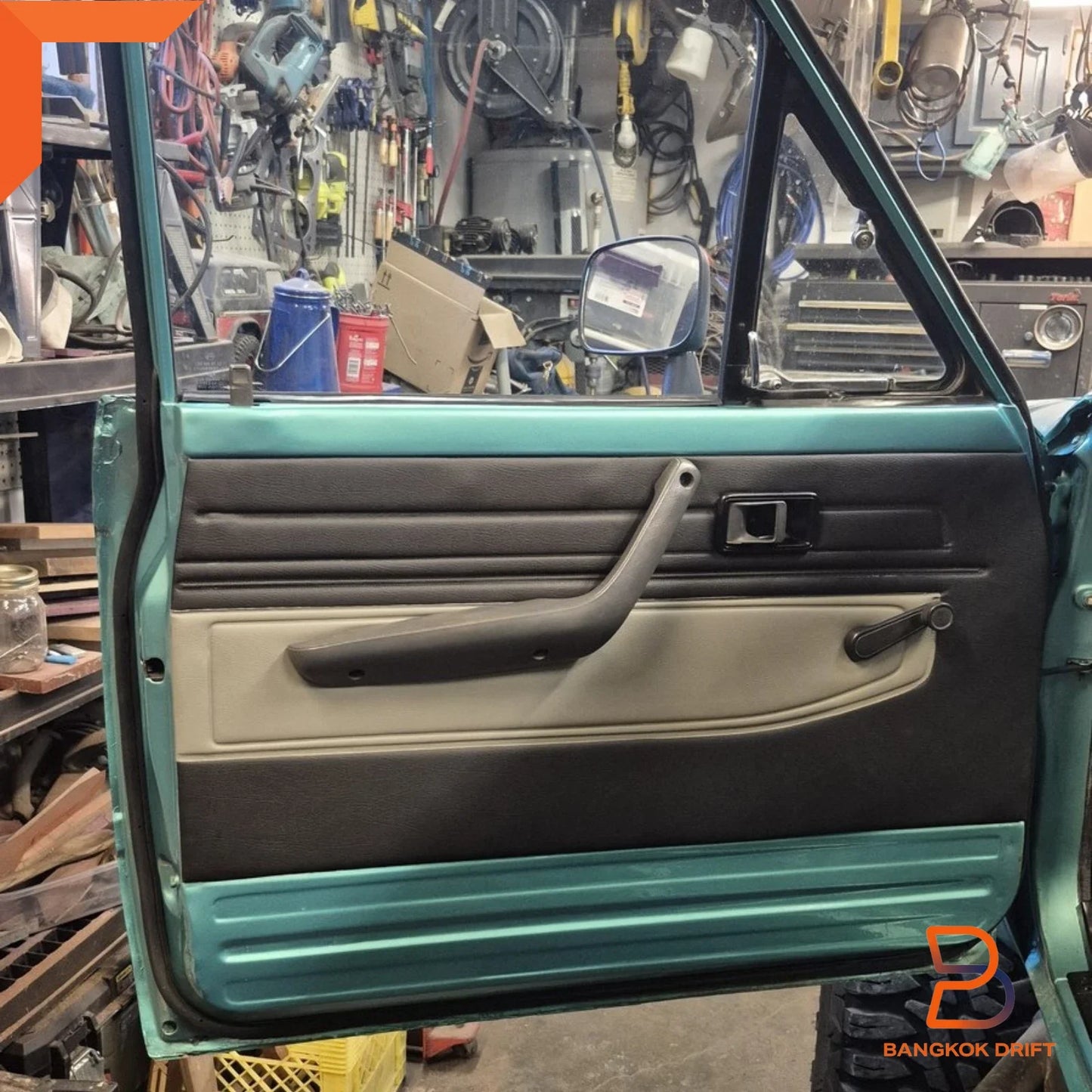Grey Interior Door Panel Pair + Clips for Toyota Hilux Ute (78-83)