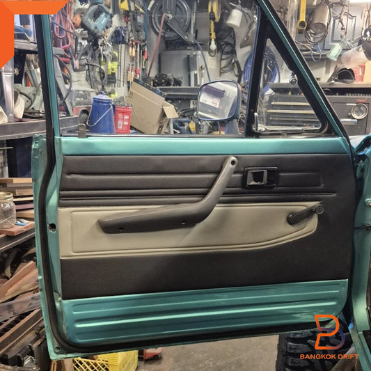 Grey Interior Door Panel Pair + Clips for Toyota Hilux Ute (78-83)