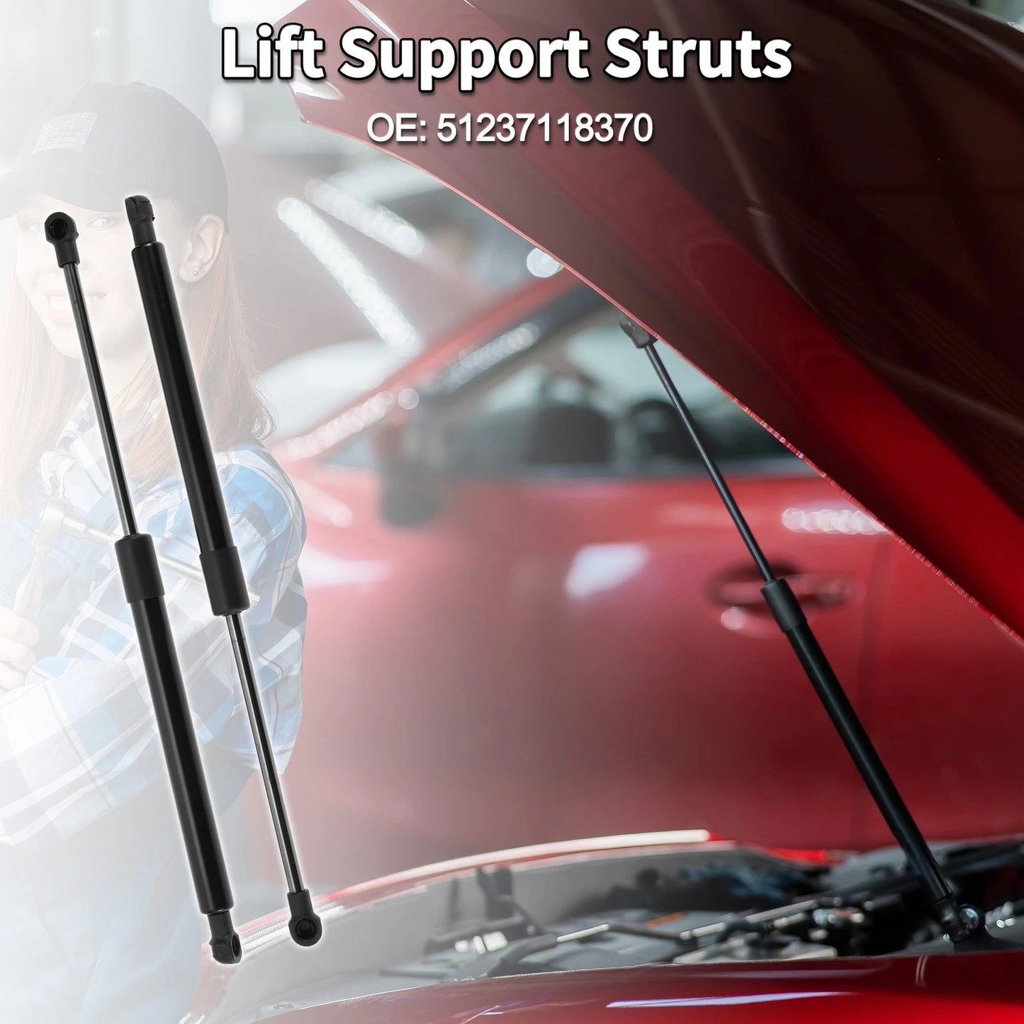 Front Hood Lift Supports Struts 2X No. 51237118370 for BMW 135i (2008–2013)