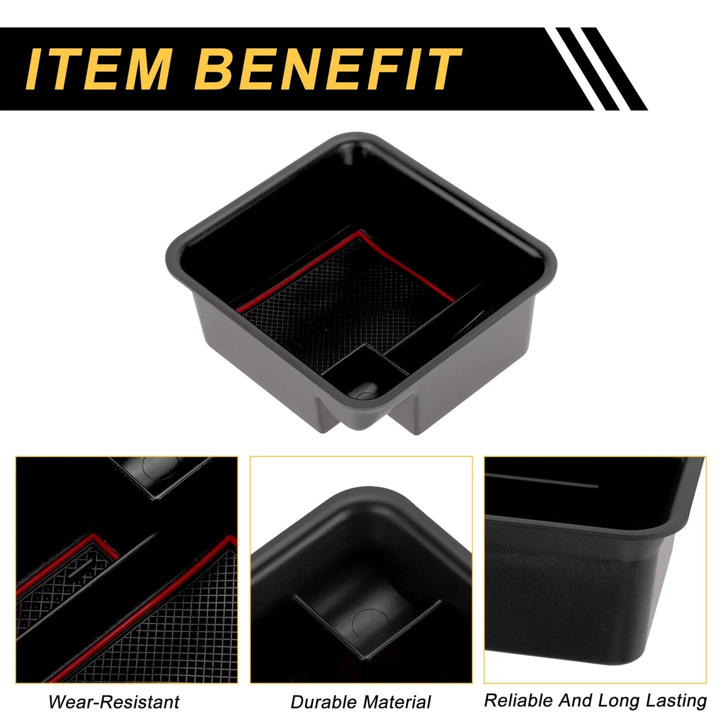Center Console Armrest Organizer Tray for VW T-Cross (2018–2024) Red Plastic