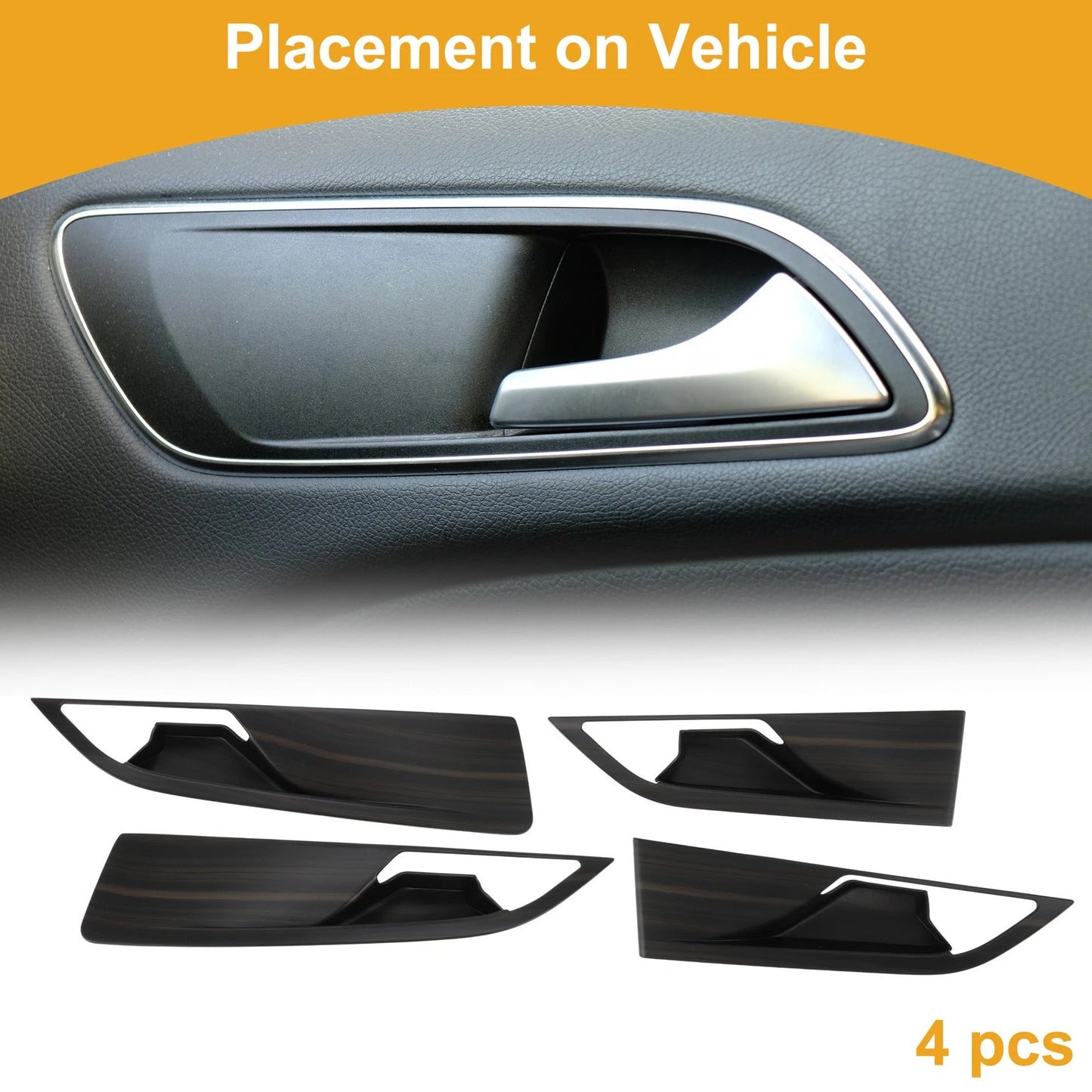 Interior Door Handle Bowl Cover Trim for VW ID.6 (2021–2023) Woodgrain Brown
