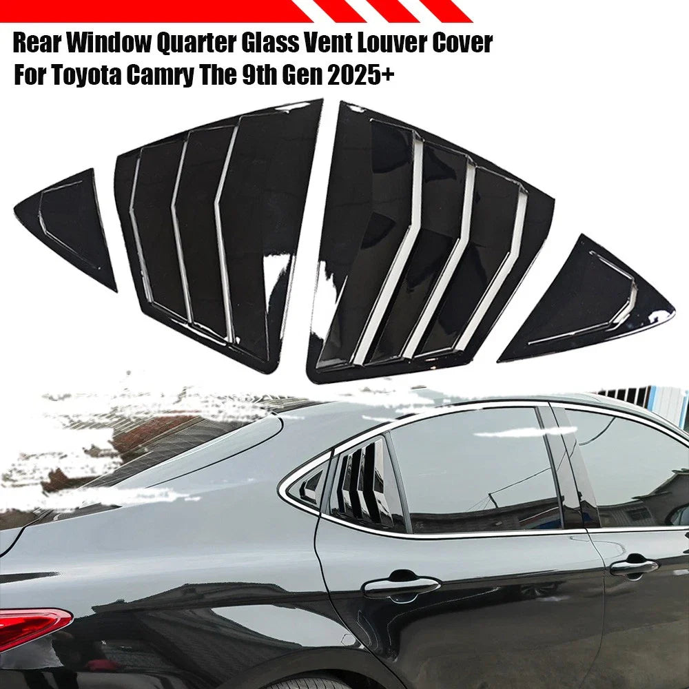 Rear Window Gloss Black Vent Louver Covers for Toyota Camry (2018–2024)