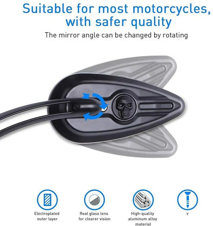 Motorcycle Skull Teardrop Mirrors for Harley Touring Softail Dyna Sportster