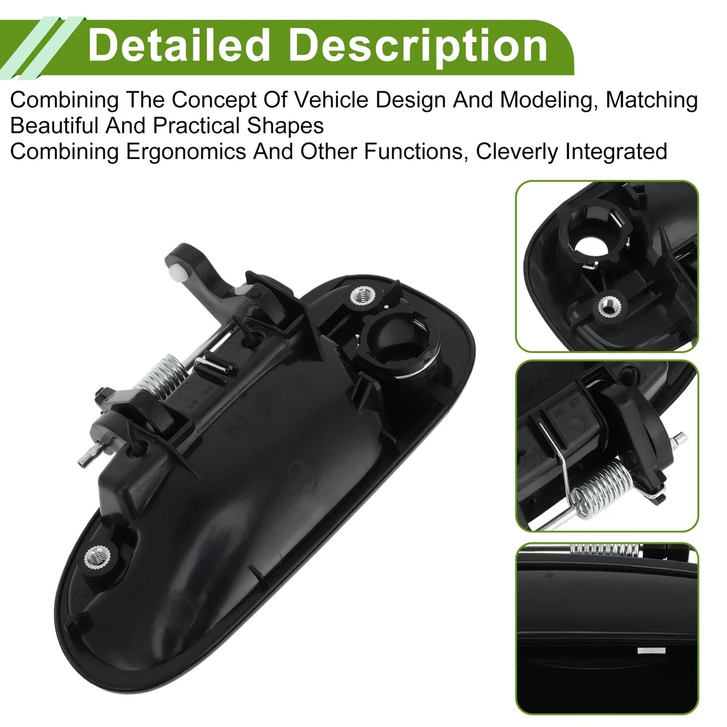 Exterior Door Handle for Honda Civic 1996-2000 Black Front Right Plastic