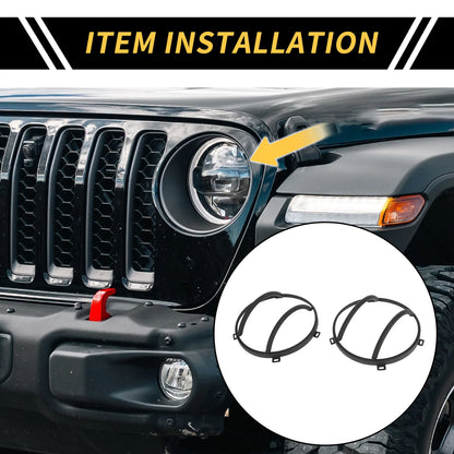 2X Headlight Round Grill Guard Protector Cover for Jeep Wrangler (2007–2017)
