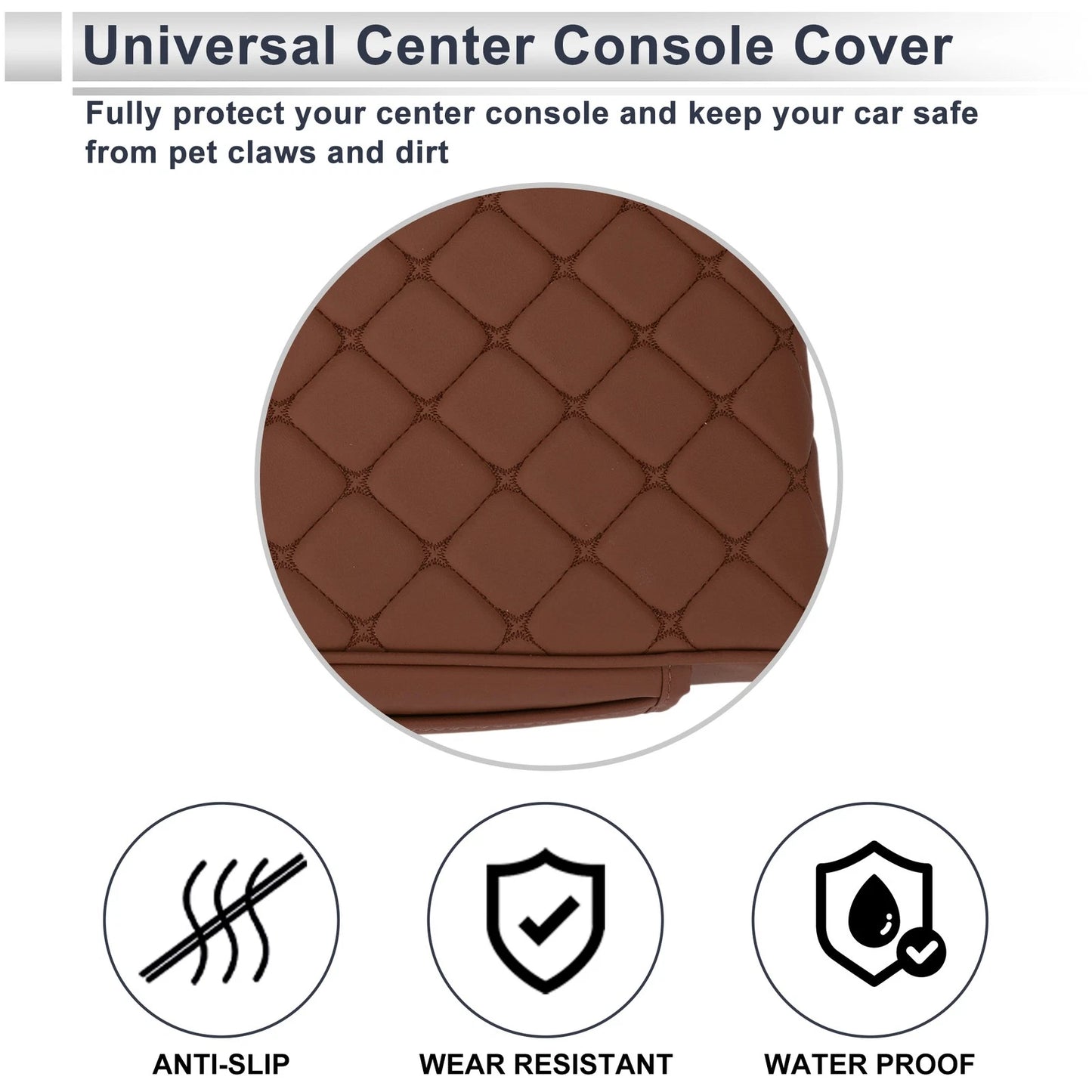 Center Console Cover for Car (13.39"x9.06"x2.36", Nappa Leather)
