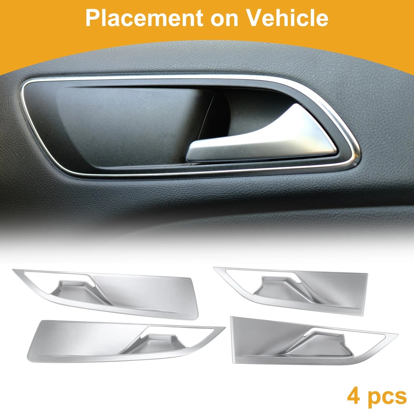 Interior Door Handle Bowl Cover Trim for VW ID.6 (2021–2023) Silver Tone