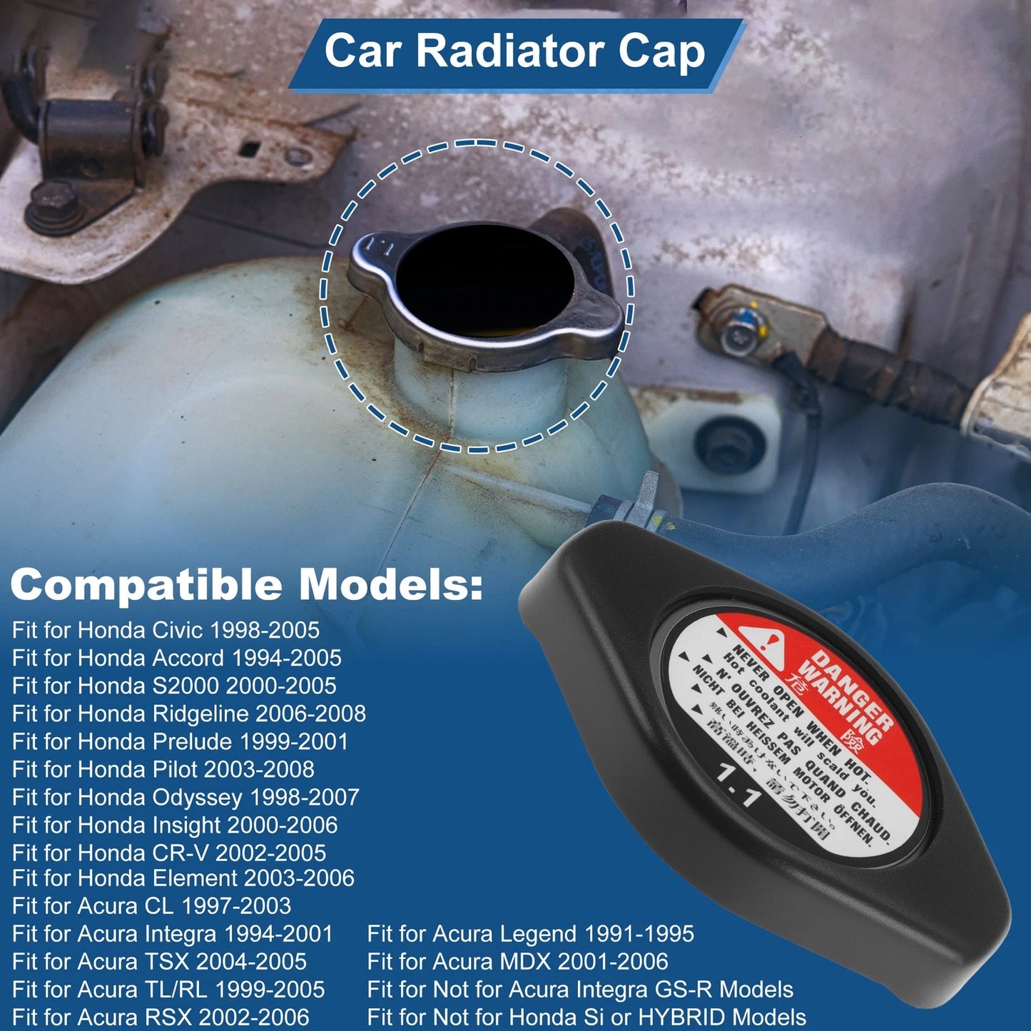 Radiator Cap for Honda Civic (1998–2005) 110kPa 19045PAAA01