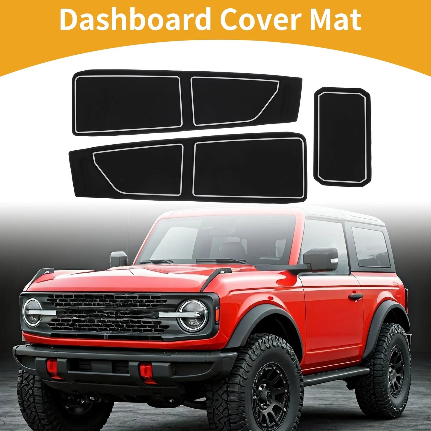 Dashboard Cover for Ford Bronco (2021–2024) Black Gray Set of 1