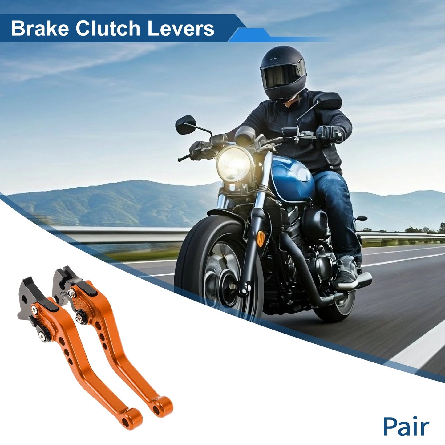 6-Speed Adjustable Brake Clutch Levers for Yamaha Raptor 660 (2001–2004) Orange