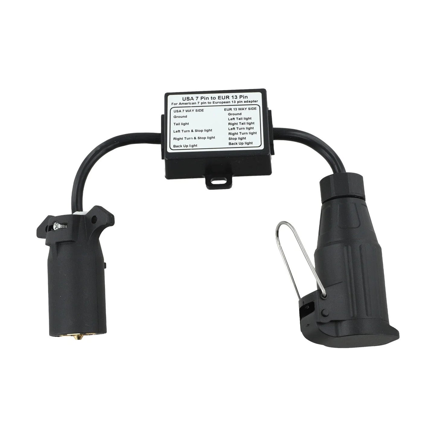 7Way Plug European 13Pin Round Trailer Light-Converter for US Vehicle
