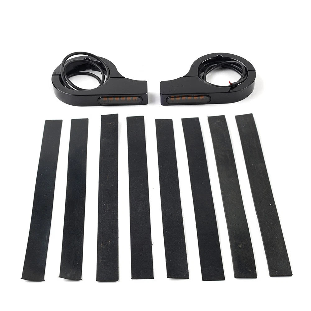 LED Fork Turn Signal Light Indicator for Kawasaki Harley (Black)