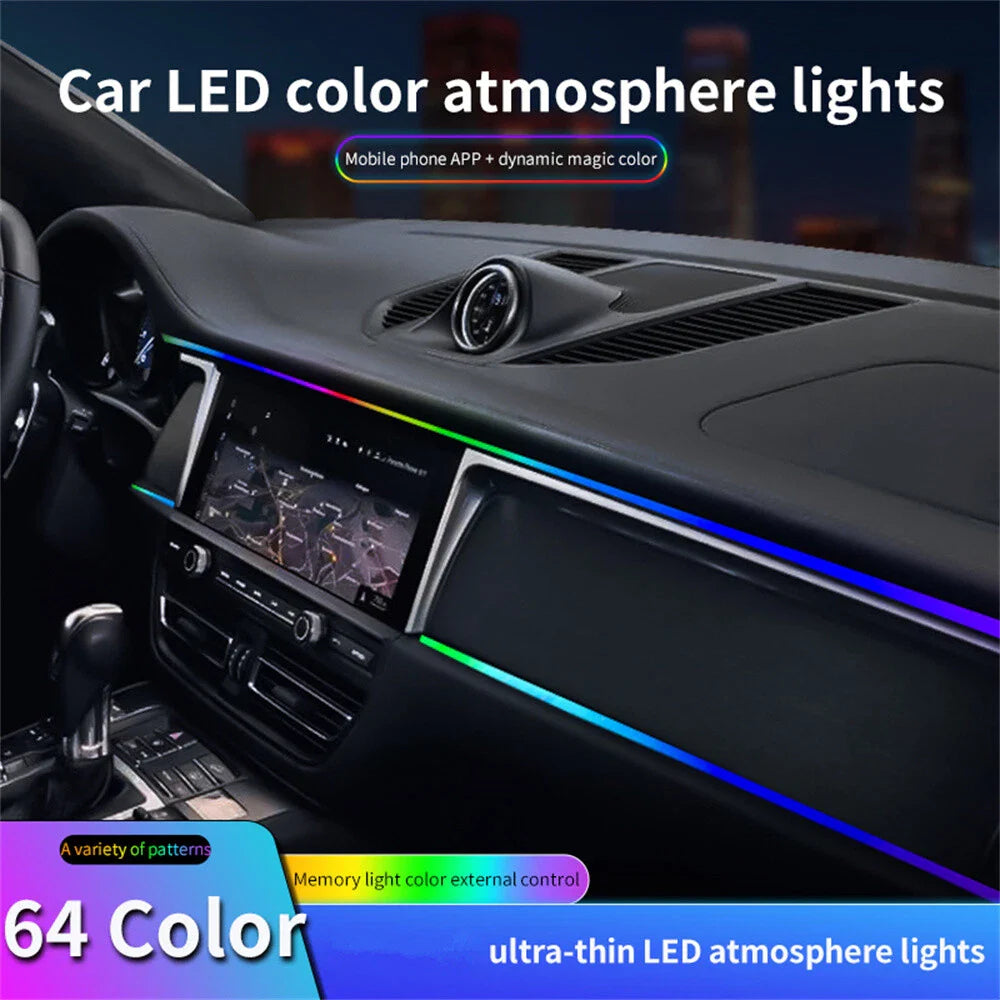 64 Color LED Atmosphere Lights for Car SUV - Bluetooth Control