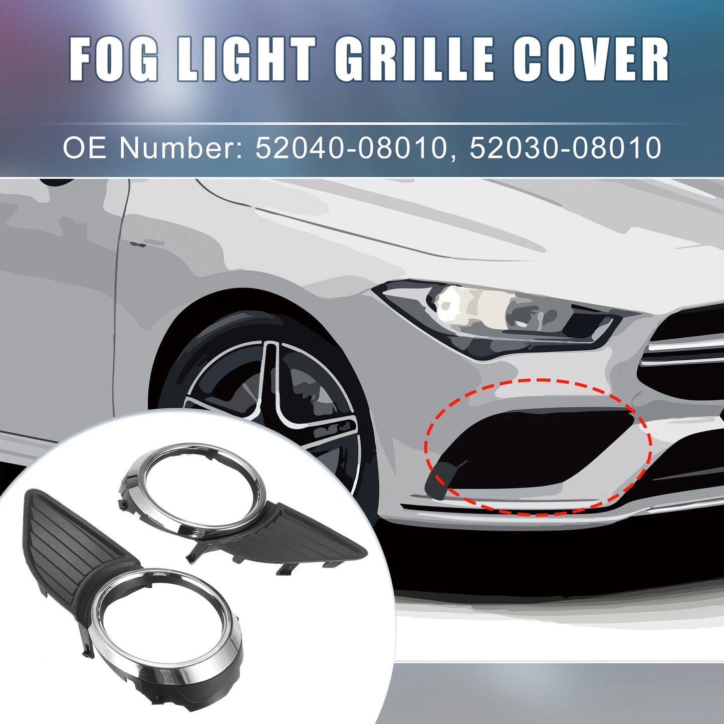 Set of 2 Fog Light Grille Covers for Toyota (52040-08010, 52030-08010)